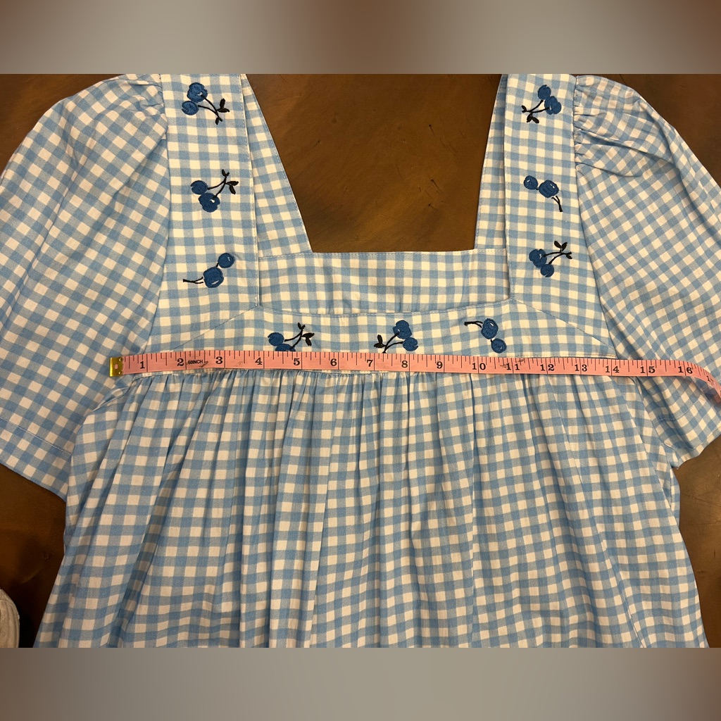 Hvn - Blue Gingham Throw Over Beach Blueberry Dress Nwt — image 4 of 8